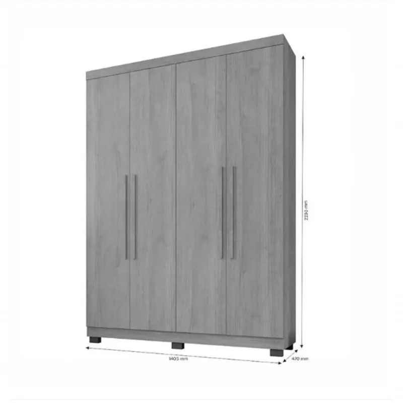 Guarda Roupa Casal New Master 4 Portas de Bater 3 Gavetas MDP Cinamomo-Off