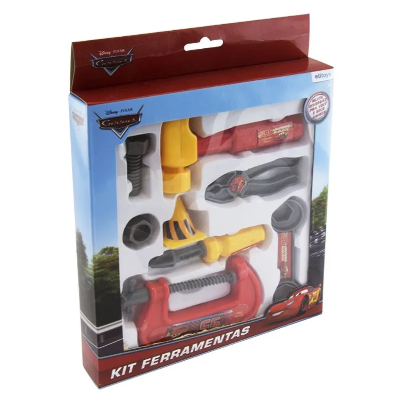 KIT DE FERRAMENTAS COM 8 PEÇAS INFANTIL CRIANÇA MENINOS MCQUEEN CARROS DISNEY