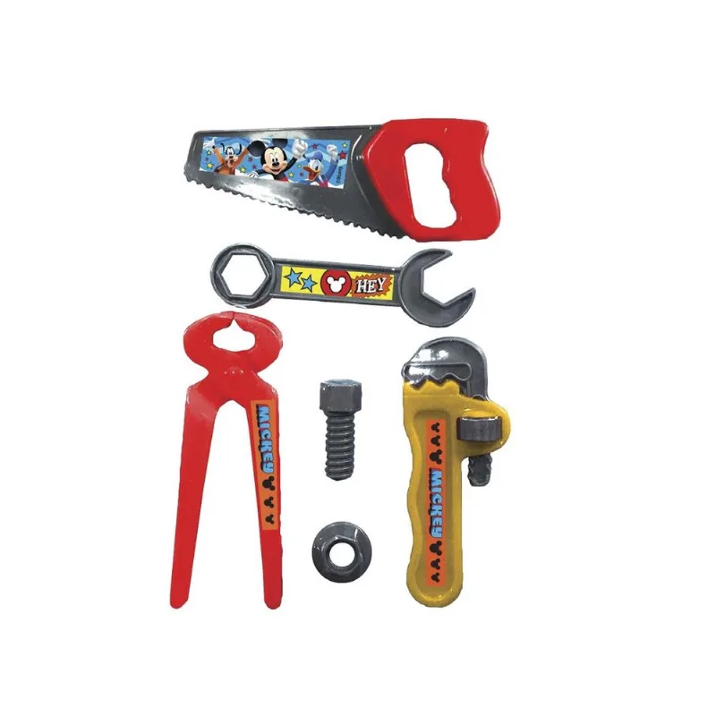 KIT FERRAMENTAS INFANTIL SERROTE TORQUESA PARAFUSO PORCA GRIFO E CHAVE COMBINADA MENINO MICKEY DISNEY