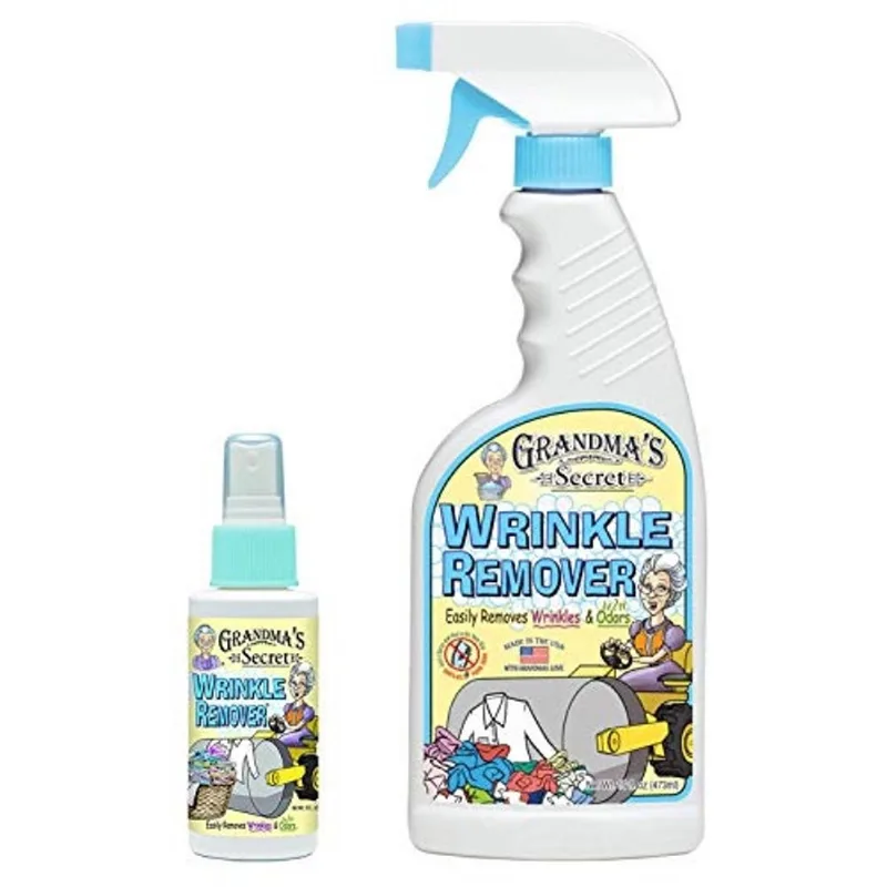 Spray Removedor de Rugas Secreto da Vovó - Remove Facilmente Rugas e Odores - Liberação de Rugas, Spray Refrescante de Tecido, Cloro, Alvejante e Livre de Toxinas - 16 oz e 3 oz Travel Size Combo