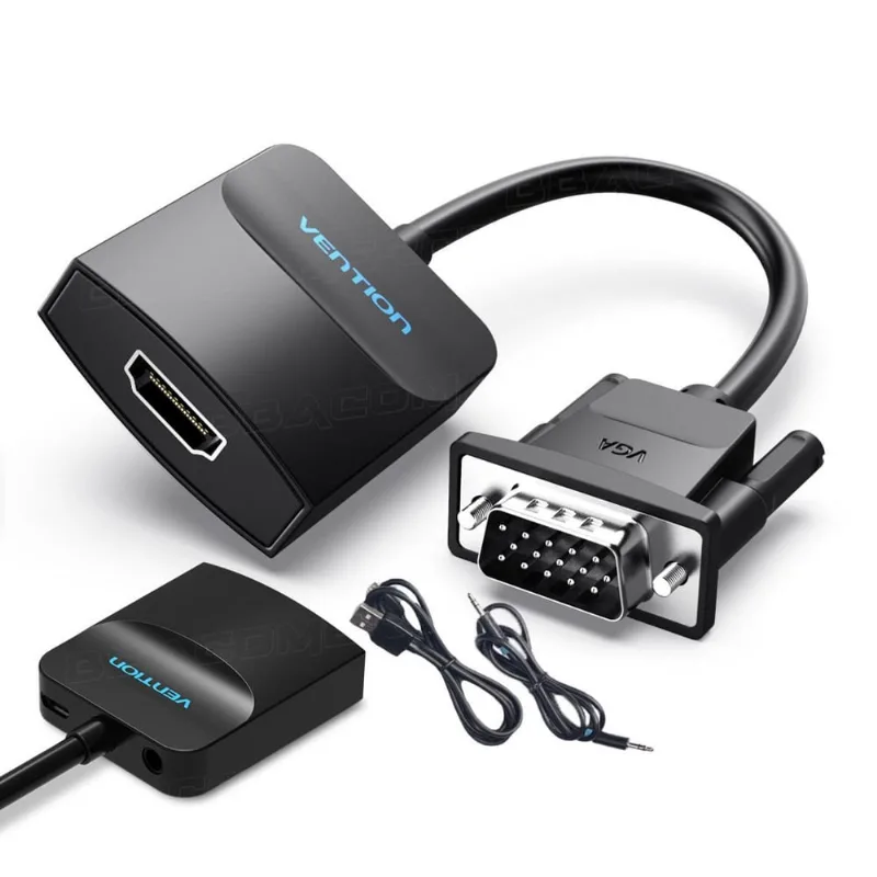 Conversor Cabo Vga p/ Hdmi Saída 1080p Áudio P2 Hd Tv Vídeo