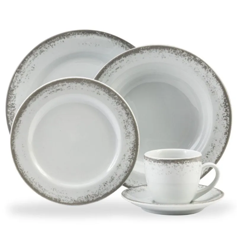 Jogo de Jantar de Porcelana Névoa Cinza Schmidt 30 Peças - Porcelana