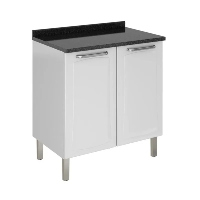 Balcão de Cozinha 80 cm 2 Portas com Tampo Itatiaia Tarsila | Branco