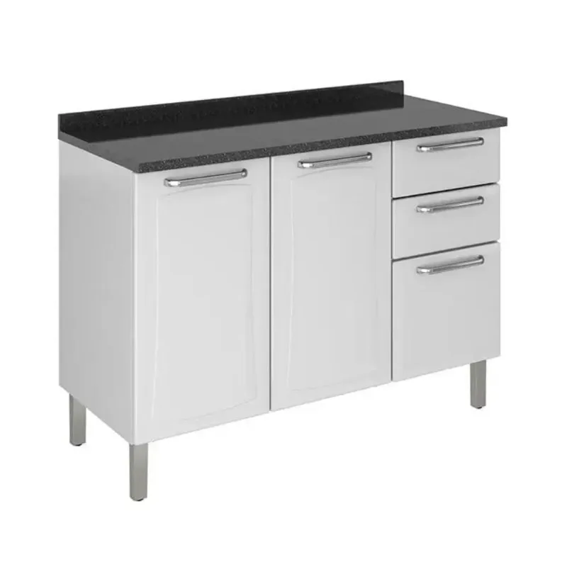 Balcão de Cozinha 120 cm 3 Portas 2 Gavetas com Tampo Itatiaia Tarsila Balcão de Cozinha Tarsila 3 Portas 2 Gavetas com Tampo 120cm Itatiaia | Branco (S/V)