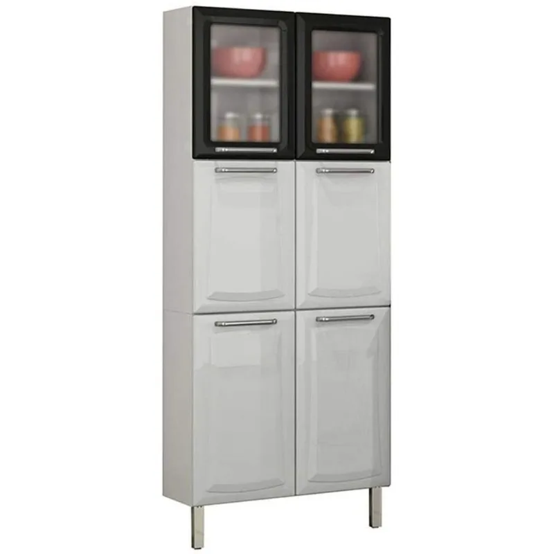 Paneleiro Duplo Tarsila 6 Portas Itatiaia IPLDV-70 | Branco/Preto