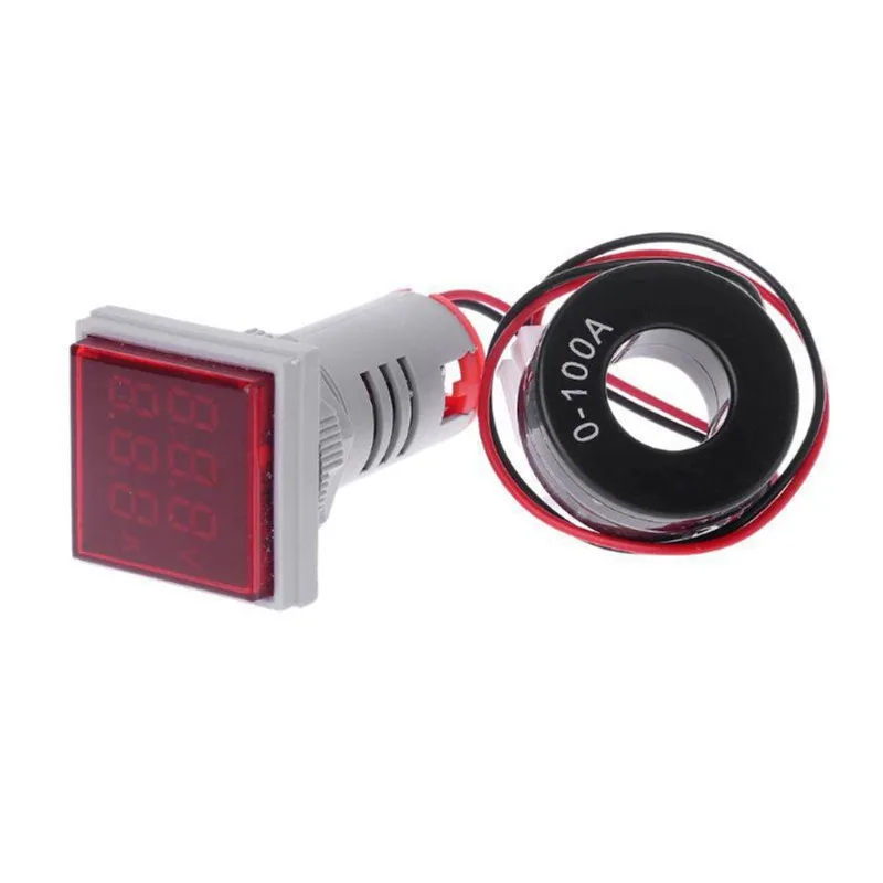 Voltimetro E Amperimetro Quadrado 22 Mm Ac 60-500v 100a
