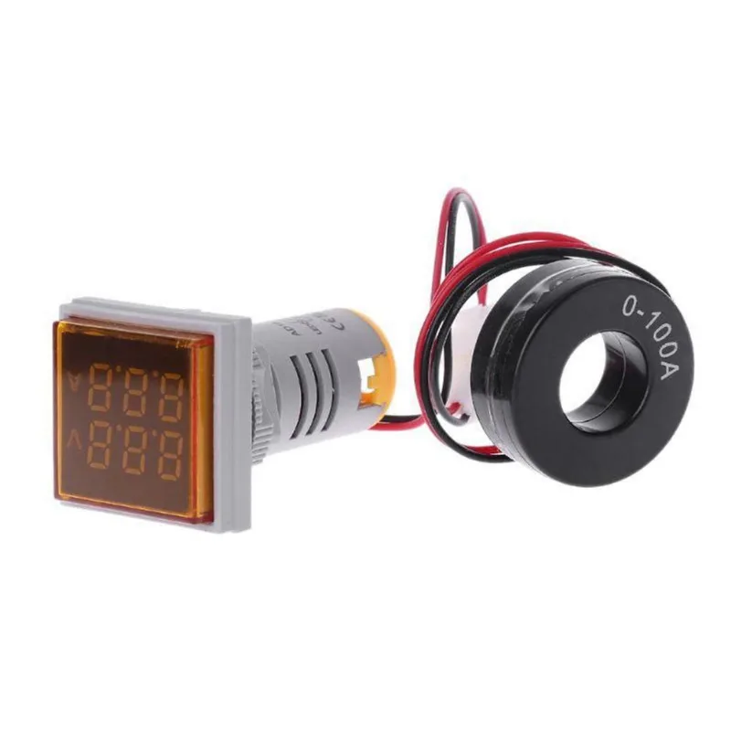 Voltimetro E Amperimetro Quadrado 22 Mm Ac 60-500v 100a