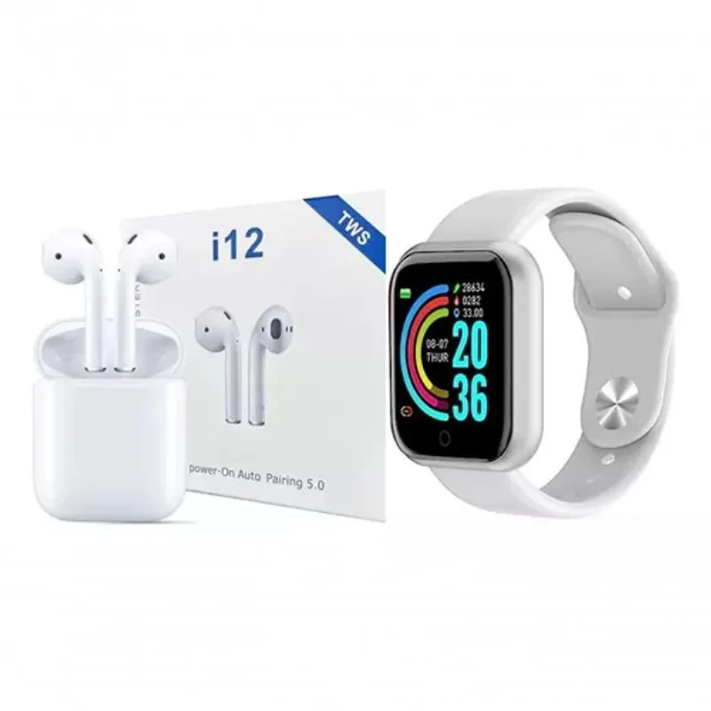 Kit Smartwatch D20s 2024 + Fone Bluetooth Inpods I12 Tws