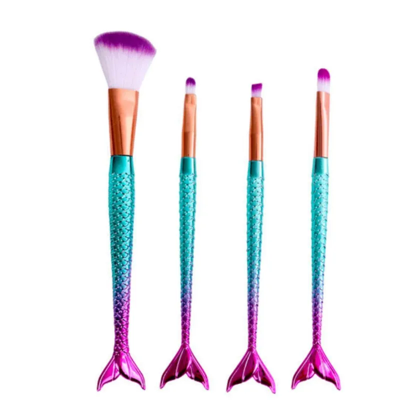 Pincéis De Sereia Kit Com 4 Unidades - Azul Claro