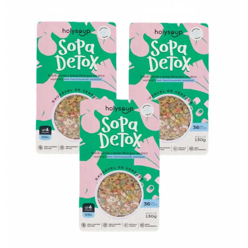 3x Sopa Detox sem Glúten - Holysoup - 130g
