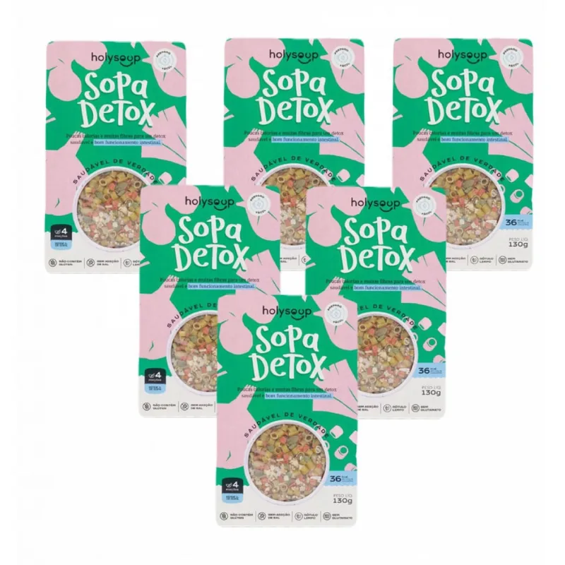 6x Sopa Detox sem Glúten - Holysoup - 130g