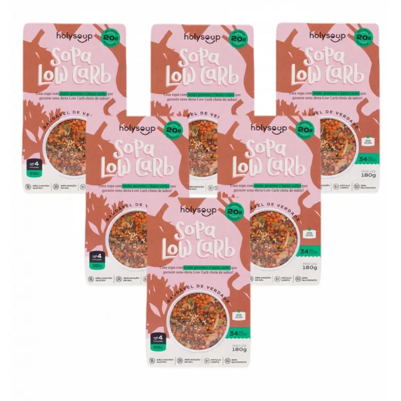 6x Sopa Low Carb - Sem Glúten - Holysoup - 180g