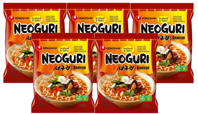 5 Lamen Coreano Neoguri Sabor Picante E Frutos Do Mar 100g - Não Informado