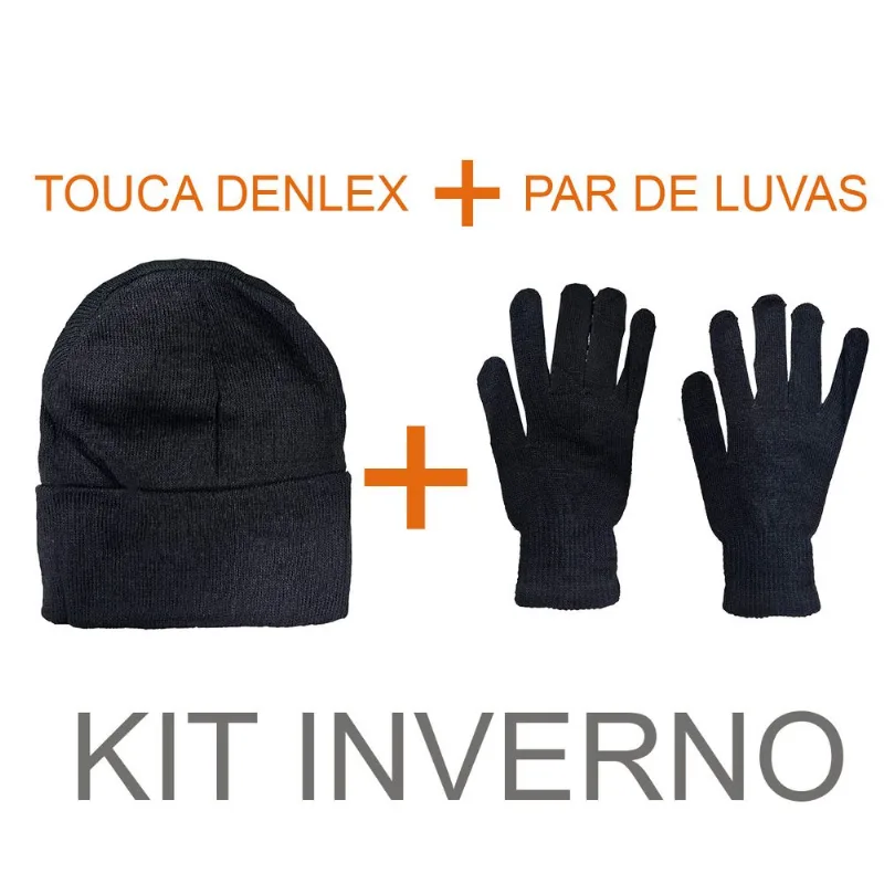 Par De Luvas e Touca Denlex Kit Inverno