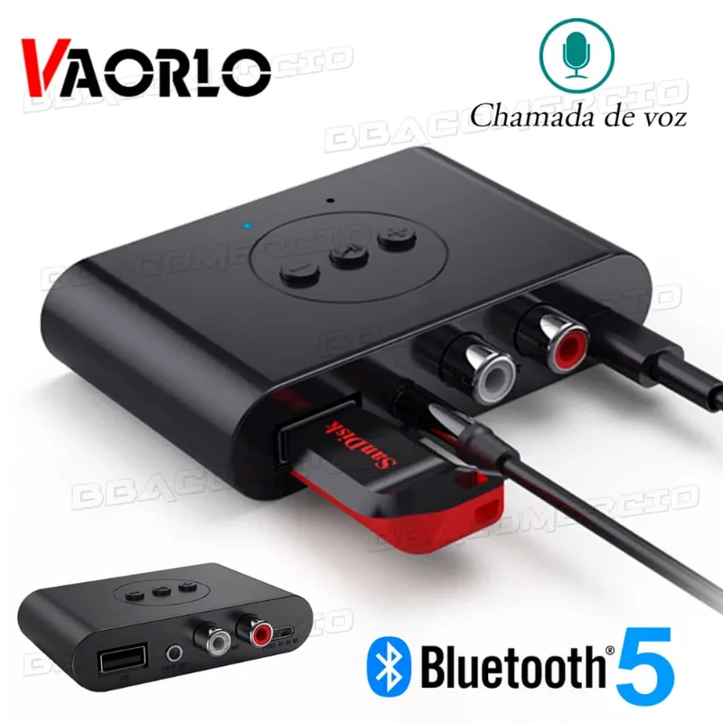 Receptor De Áudio Usb Tipo-c Bluetooth 5.0 Nfc c/ P2 E Rca