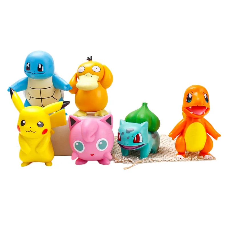 6 Bonecos Pokemon Pikachu Bulbasaur Action Figures Coleção