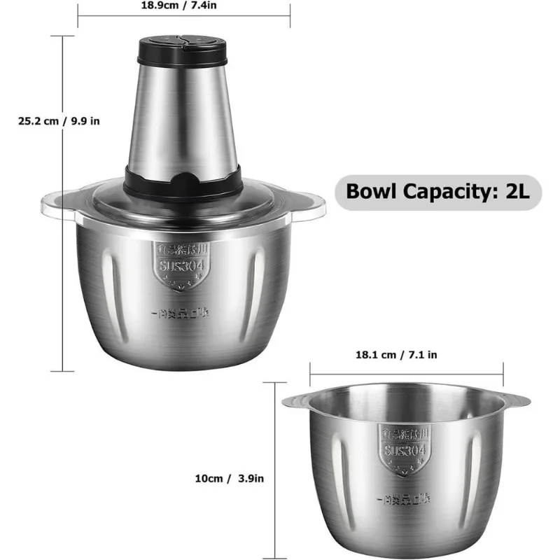 Triturador Alimentos Carne Legumes Elét 2L Inox Profissional