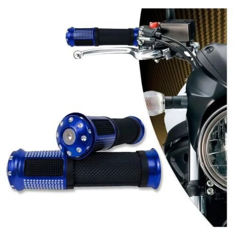 Manopla Esportiva Alumínio Punho Moto Anti Derrapante Azul