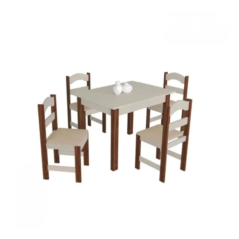 Conjunto Mesa de Jantar 4 Cadeiras Arauna Primavera | Off White / Bege