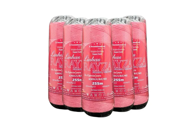 Kit 5 Linha RAYZA  Ideal para Amigurumi  - Cor 025 Pink - Rayza