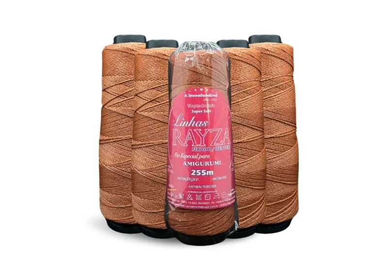 Kit 5 Linha RAYZA  Ideal para Amigurumi  - Cor 096 Tijolo - Rayza