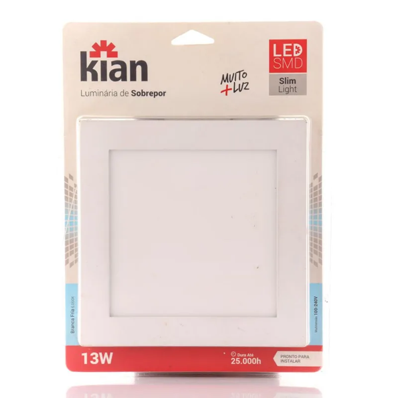 Plafon Led Kian Quadrado 13W Bivolt