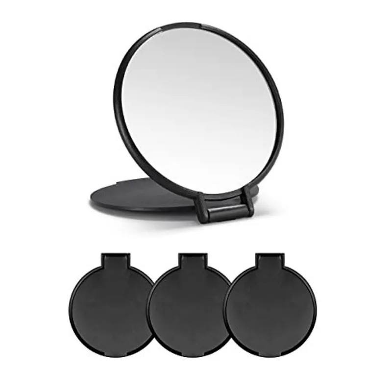 Espelho compacto a granel redondo espelho de maquiagem para bolsa, conjunto de 3, 2,6 L x 2,37 W (preto)