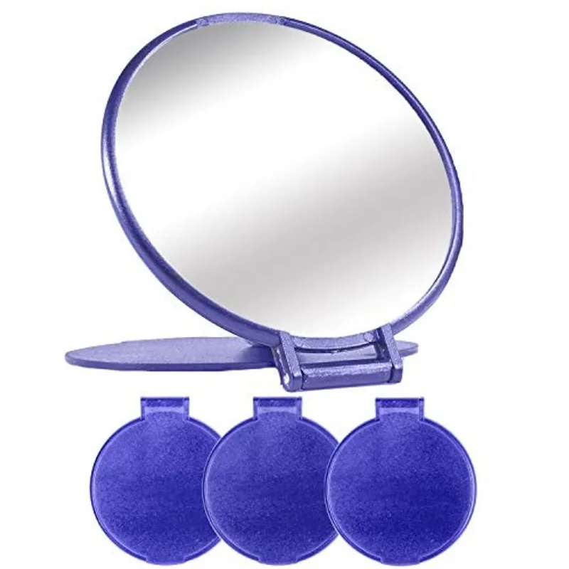 Espelho compacto a granel espelho de maquiagem redondo para bolsa, conjunto de 3, 2.6 L x 2.37 W (azul)
