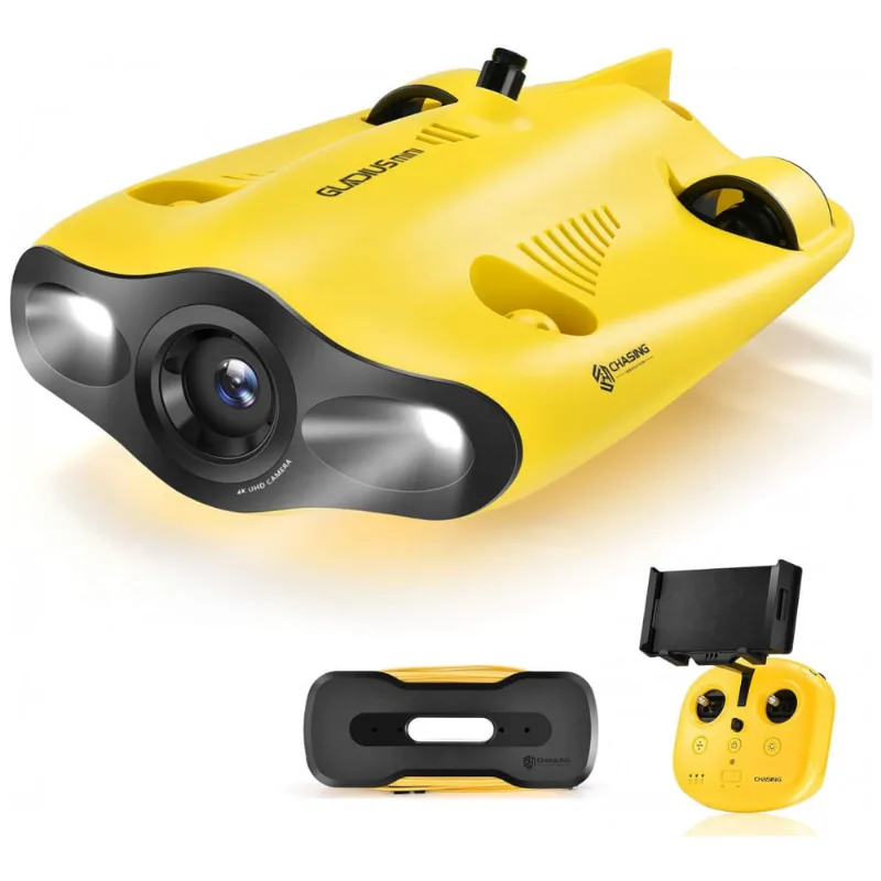 Drone Subaquatico Localizador De Peixes Com Camera 4k Uhd, Video E Luz Led, Xueruigang, Amarelo