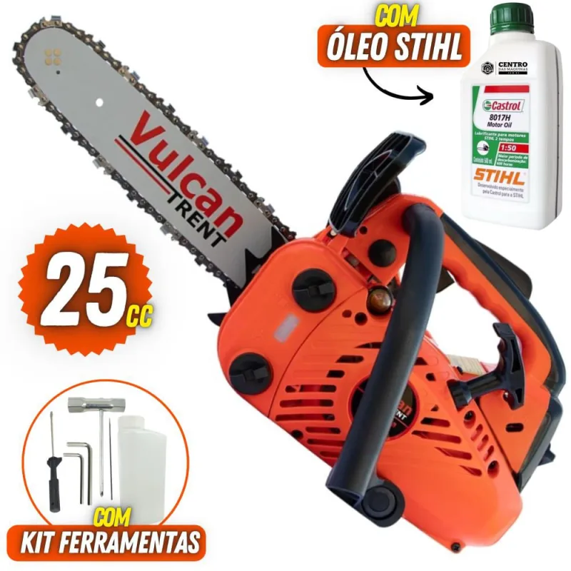 Moto Serra á Combustão Vulcan VSL250 2T Com Sabre 12'' e Corrente de 22 Elos + Óleo Castrol Sthil - Não Disponível