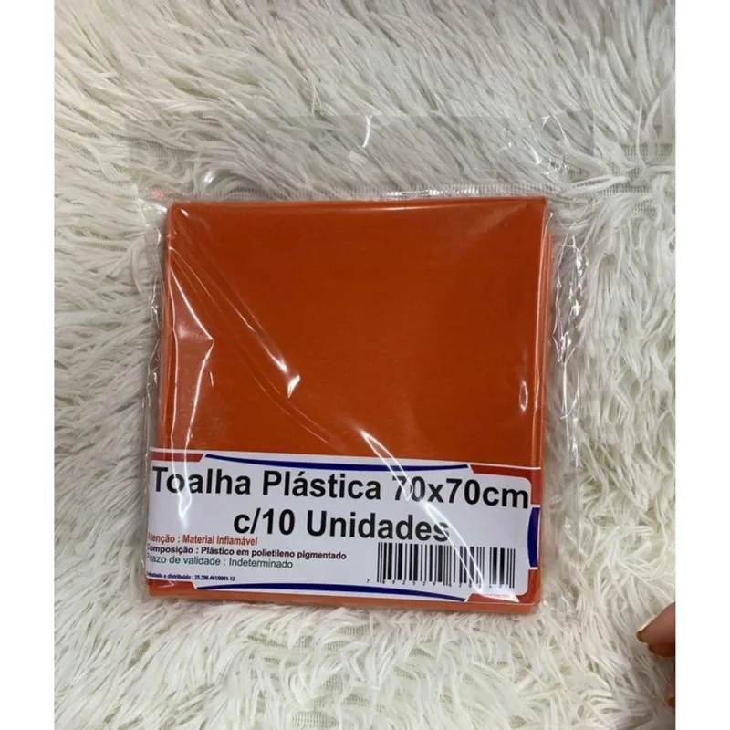 Kit Toalha de Mesa Plástica Lisa 70X70CM com 10 Unidades Laranja para Festas e Eventos OEM - Oem