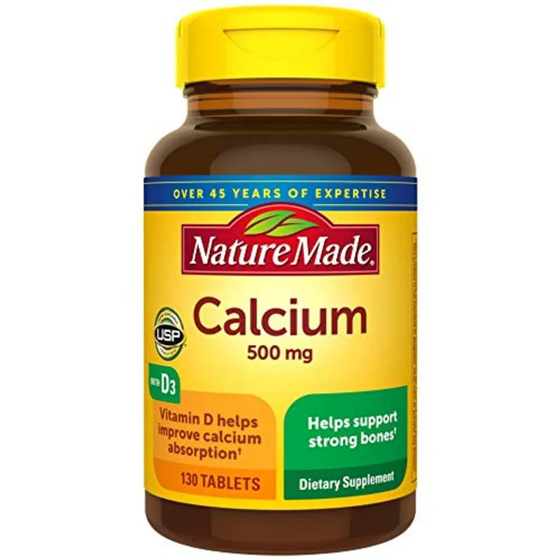 Natureza Fez Cálcio 500 Mgs, Com Vitamina D3 Para Suporte Imunológico, Comprimidos, 130 Contagem