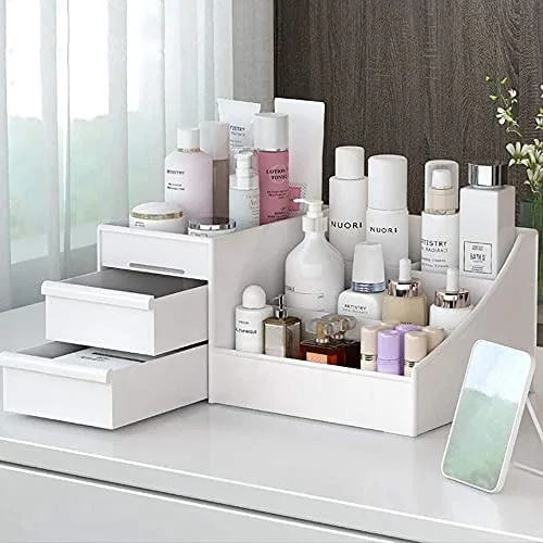 Grande capacidade de maquiagem cosméticos caixa de armazenamento Skin Care Organizer joias, maquiagem, pincéis, batomes, recipiente de esmalte de unha - Não Disponível