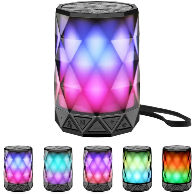 Alto-falantes Bluetooth portáteis com luzes coloridas