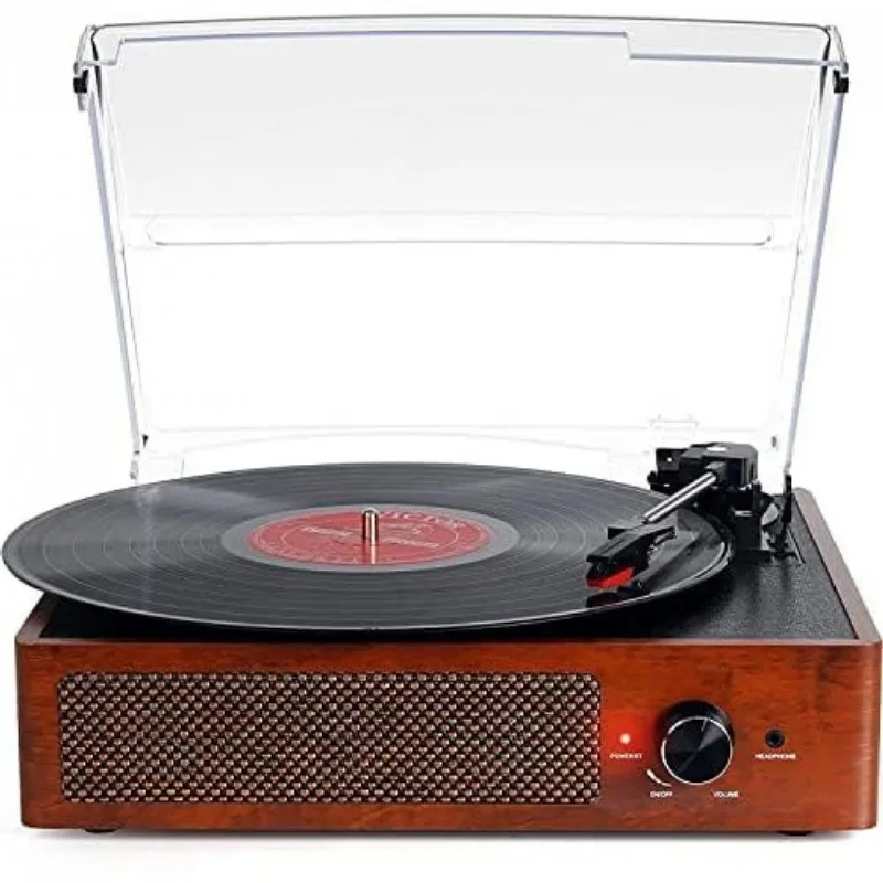 Toca Discos Retro 3 Velocidades Com Bluetooth E Alto Falantes Embutidos, Kedok, Marrom
