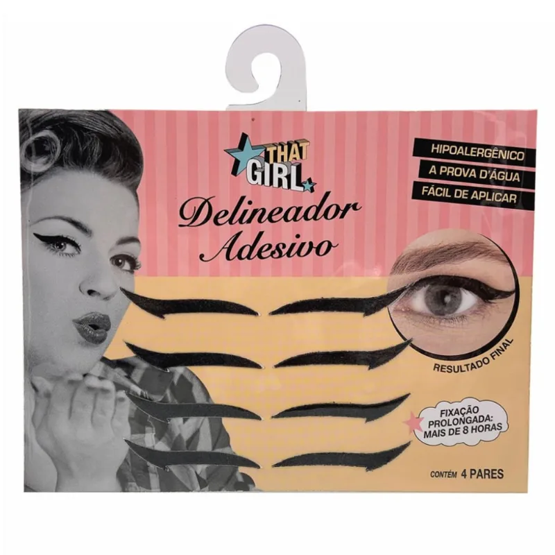 Delineador Adesivo That Girl Preto Com 4 Pares