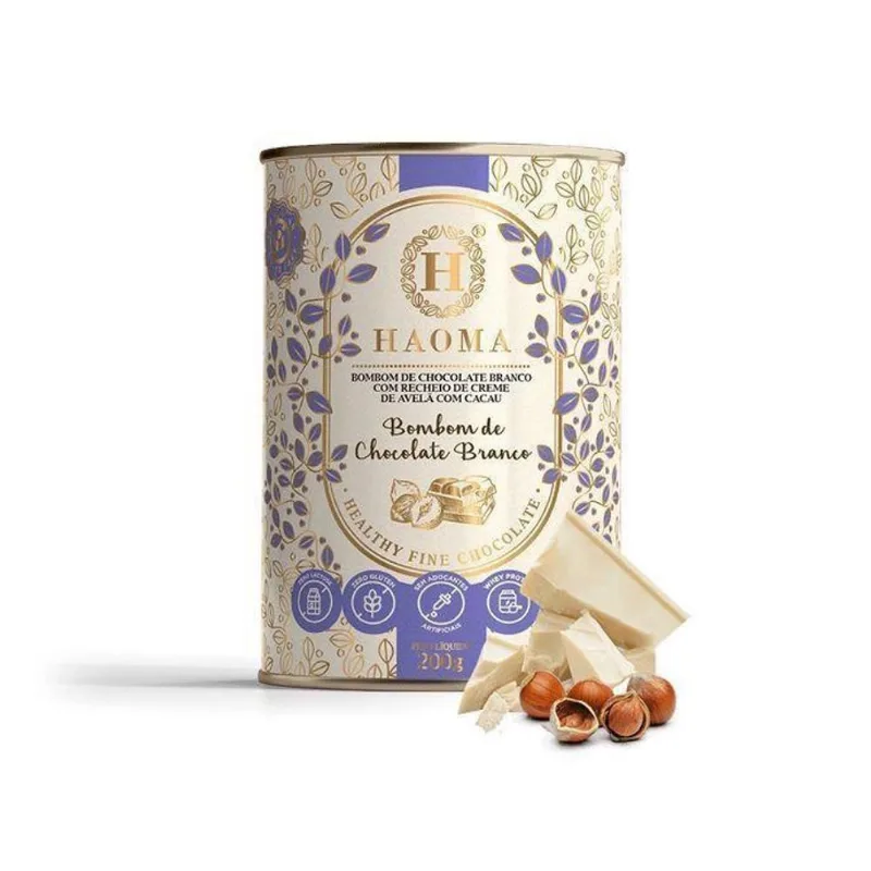 Lata Bombom De Chocolate Branco Haoma 200G