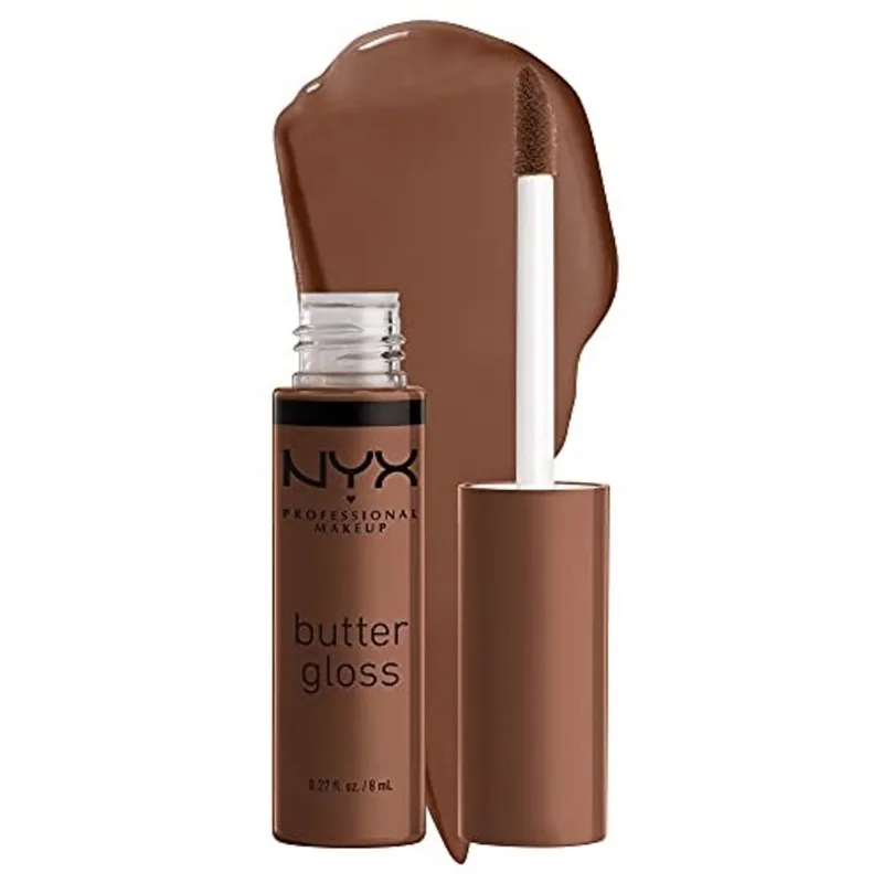 Nyx professional makeup Butter Gloss Brown Sugar, Non-Sticky Lip Gloss - Fudge Me (Warm Brown)