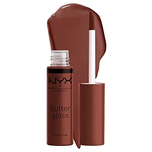 Nyx professional maquiagem Manteiga Brilho Açúcar Mascavo, Brilho Labial Não Pegajoso - Gota de Brownie (Marrom Profundo) - Não Disponível