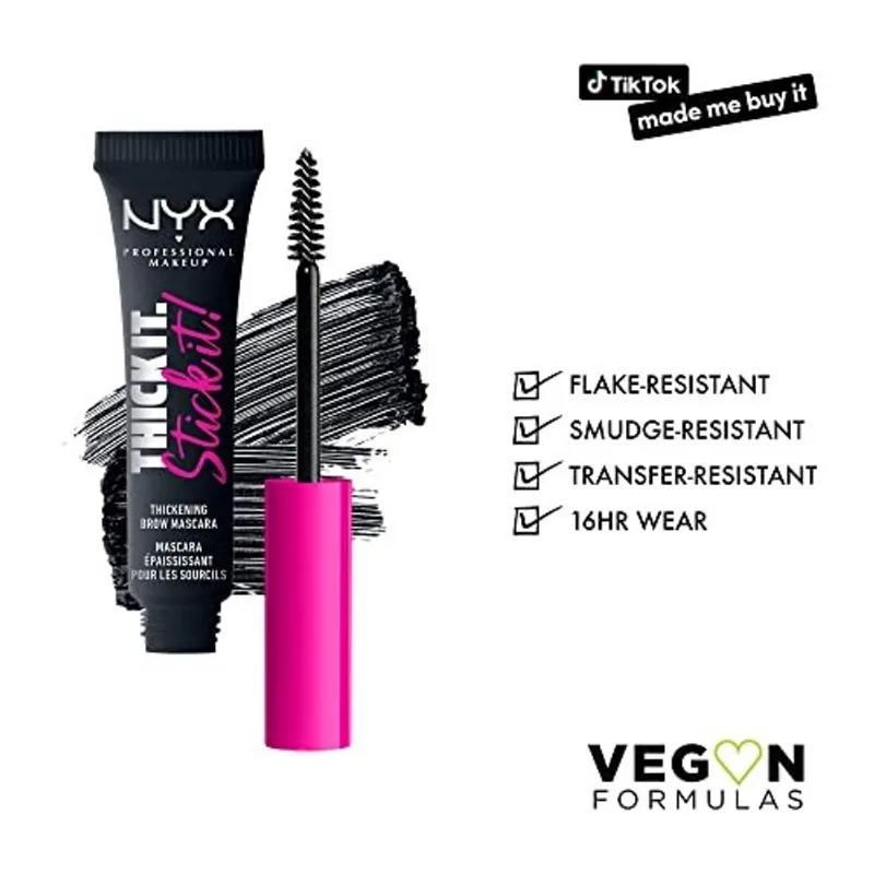 Nyx professional makeup Thick It Stick It Thickening Brow Mascara, Gel de Sobrancelha - Preto