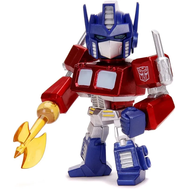 Jada Toys Transformers G1 Optimus Prime Light-Up 4 Figura colecionável de metal, brinquedos para crianças e adultos