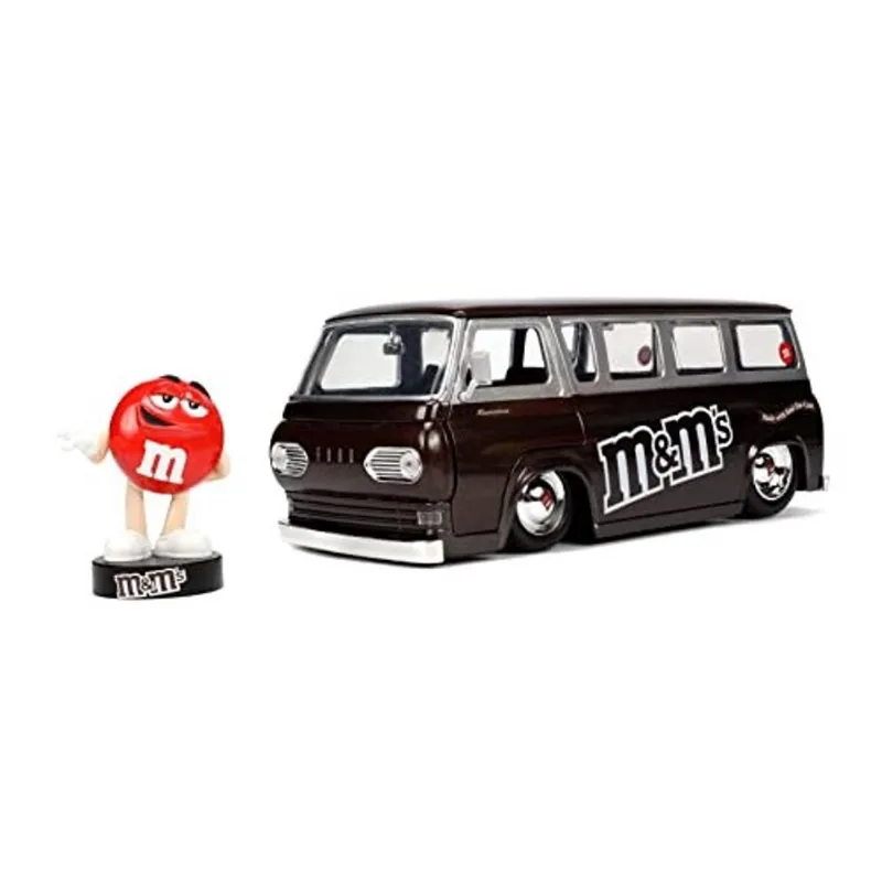 Jada Toys M&M's 1:24 1965 Ford Econoline Die-cast Car com figura vermelha
