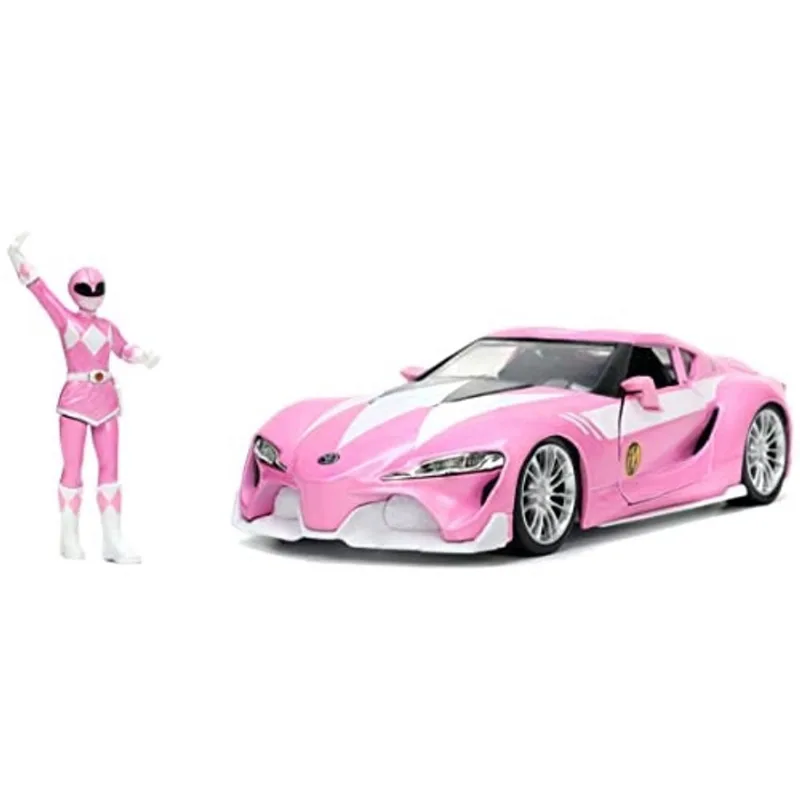 Jada Toys Mighty Morphin Power Rangers 1:24 Toyota FT-1 Conceito Die-cast Carro c/ 2,75 Pink Ranger Figure, Brinquedos para Crianças e Adultos