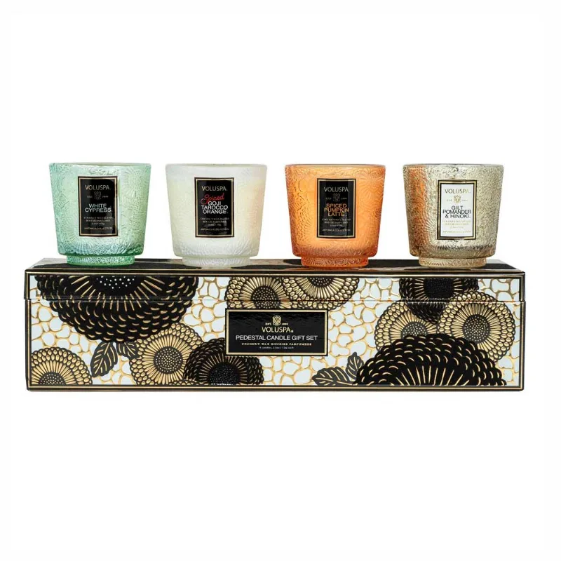 Kit Japonica 4 Velas Copo Mini Pedestal Holiday 25 Horas Voluspa