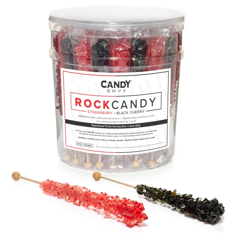 Rock Candy Sugar Sticks Candy Envy Cereja Preta E Morango - Não Informado