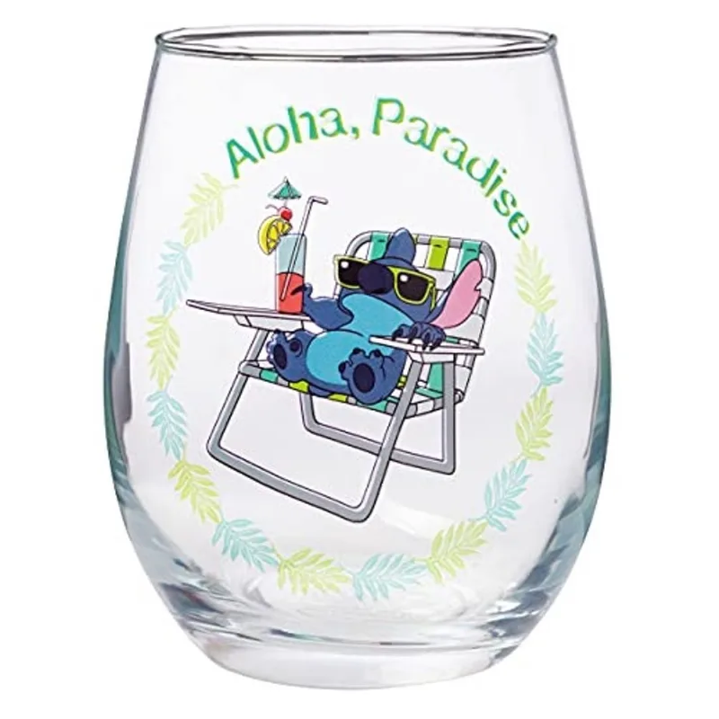 Silver Buffalo Disney Lilo e Stitch Aloha Paradise Stemless Glass, 20 Onças