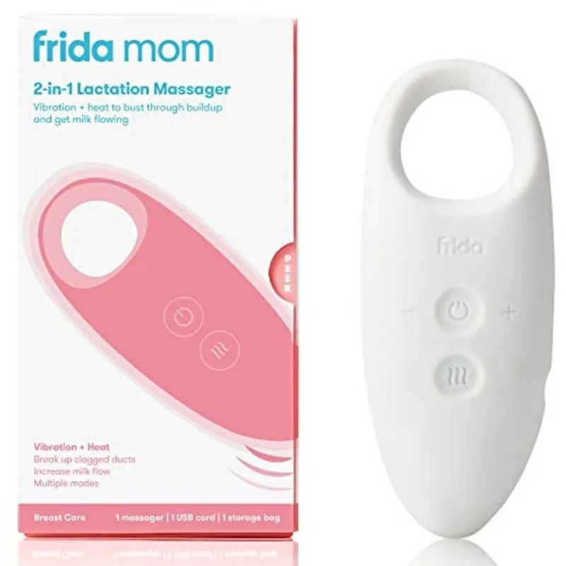 Massageador de Lactação 2 em 1 com Calor e Vibração, Aumenta e Desobstrui Leite Materno - Branco