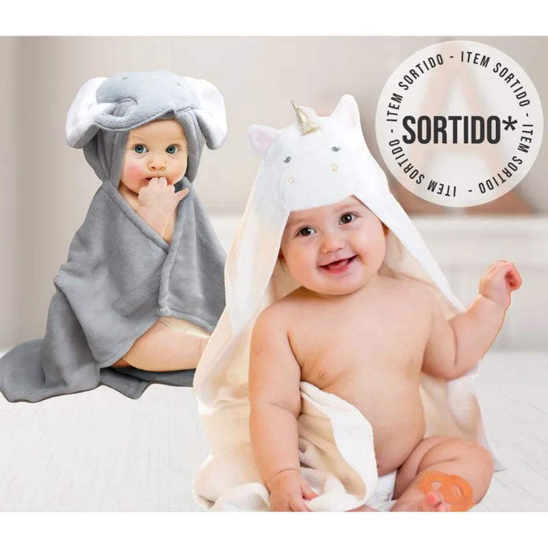 Toalha de Bebê com Capuz Cores Sortidas 70x1m Member's Mark