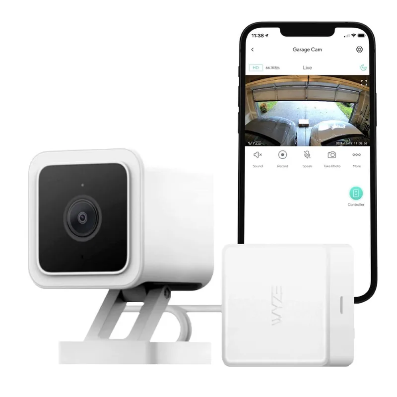 Wyze Smart Garage Door Opener w / built-in HD Video, Porta de garagem de controle remoto, 1080p HD Video w / Color Night Vision, Two-Way Audio