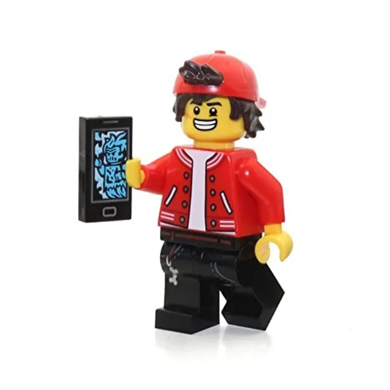 Minifigura lego - Jack Davids (Jaqueta Vermelha, Boné ao Contrário e Rosto Duplo)